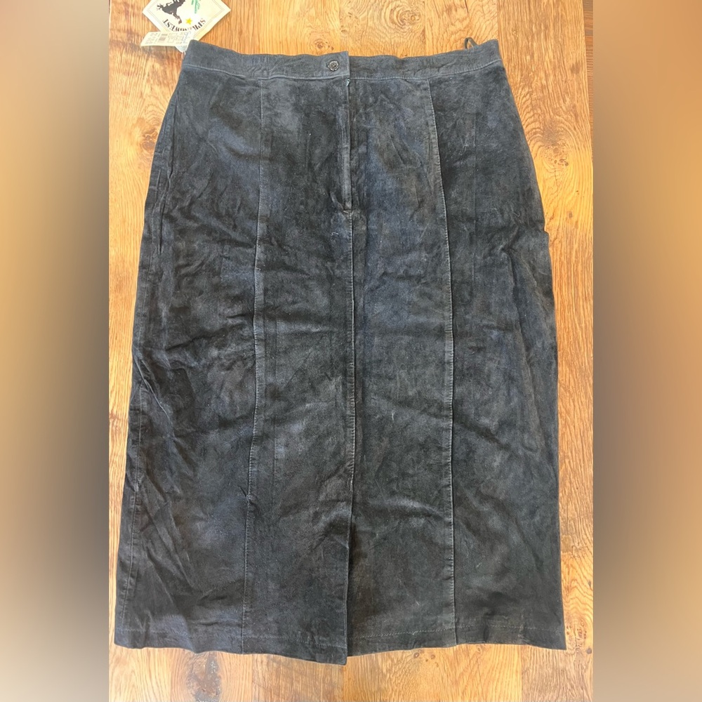 Spring West Elegant Black Suede Skirt